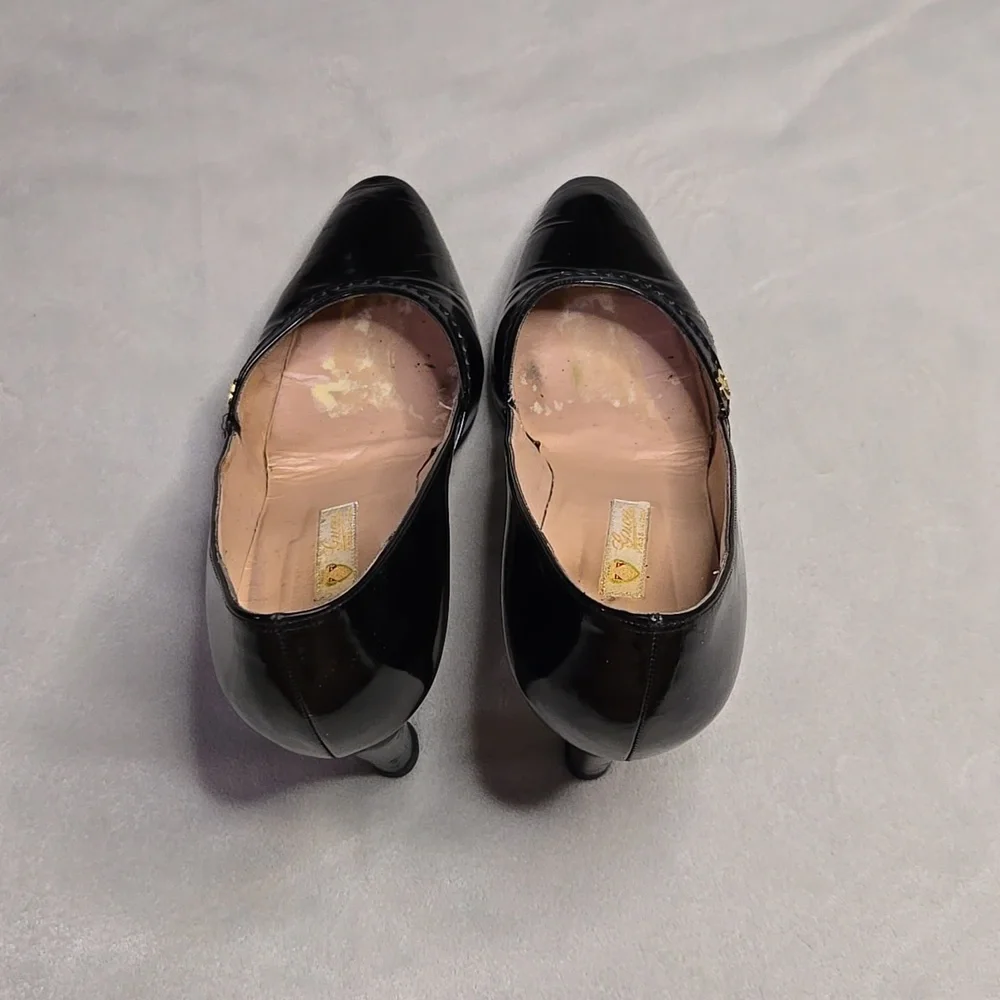VINTAGE GUCCI Black Patent Leather Heels - Picture 7 of 17